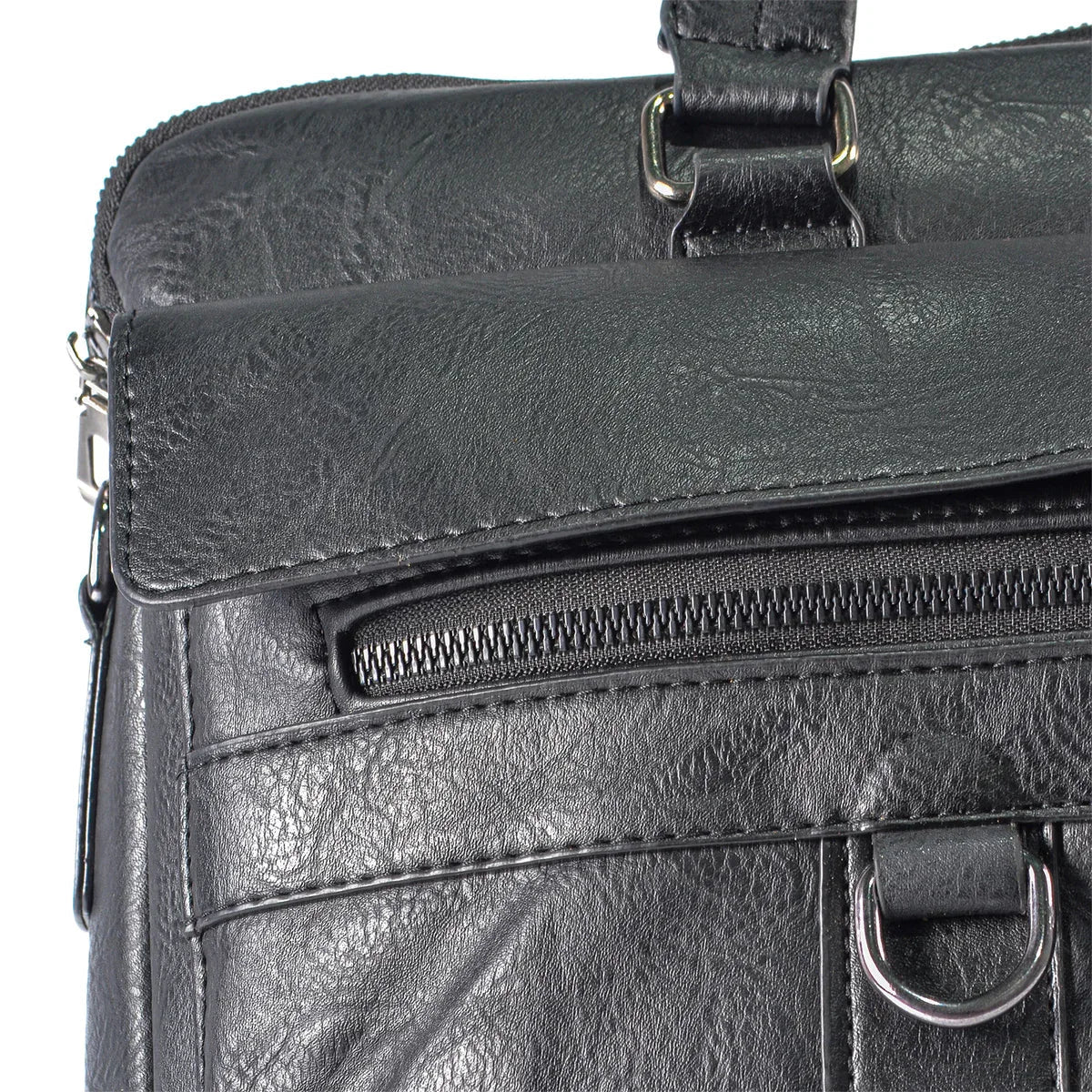 Servieta barbati, piele ecologica, Naimeed D5448, Companion, Negru, 39x7x30cm