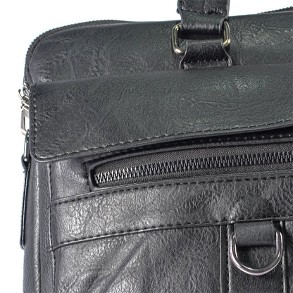 Servieta barbati, piele ecologica, Naimeed D5448, Companion, Negru, 39x7x30cm