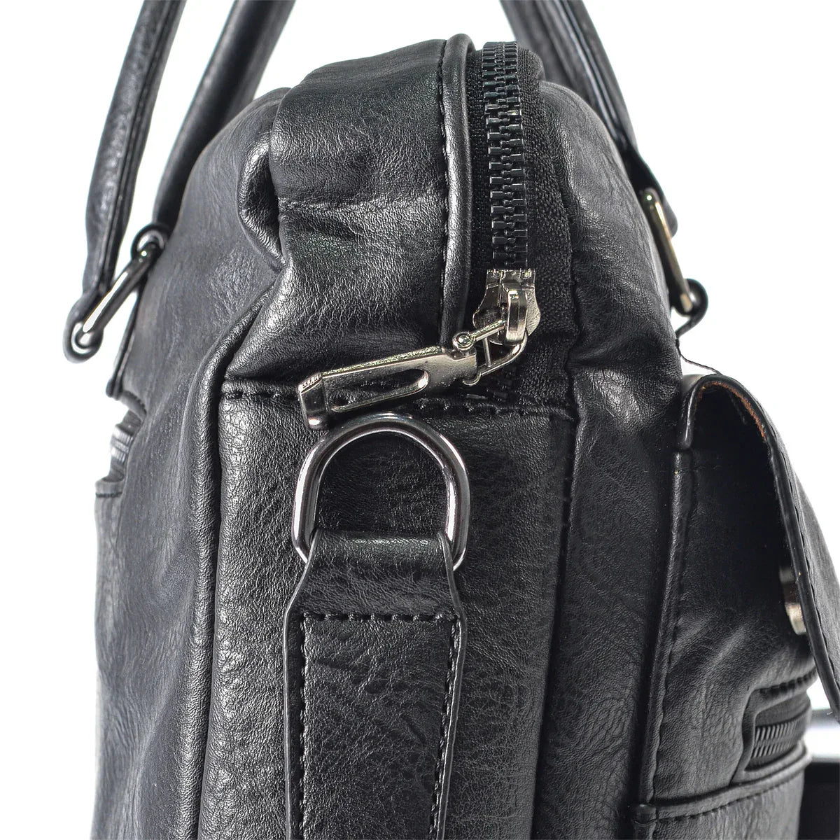 Servieta barbati, piele ecologica, Naimeed D5448, Companion, Negru, 39x7x30cm