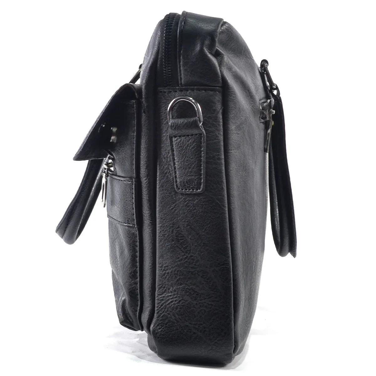 Servieta barbati, piele ecologica, Naimeed D5448, Companion, Negru, 39x7x30cm