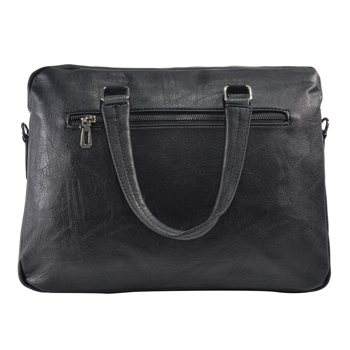 Servieta barbati, piele ecologica, Naimeed D5448, Companion, Negru, 39x7x30cm