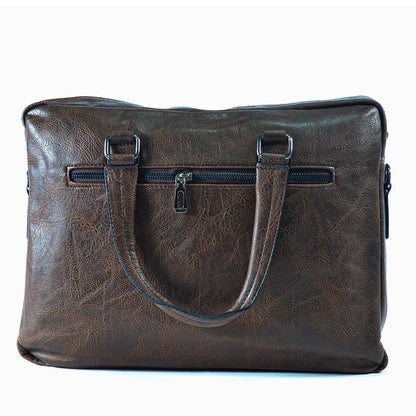 Servieta barbati, piele ecologica, Naimeed D5454, Companion, Maro inchis, 39x7x30cm