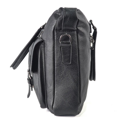 Servieta barbati, piele ecologica, Naimeed D5453, Companion, Negru, 39x7x30cm