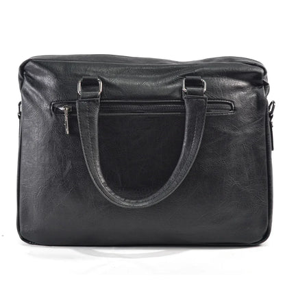 Servieta barbati, piele ecologica, Naimeed D5453, Companion, Negru, 39x7x30cm