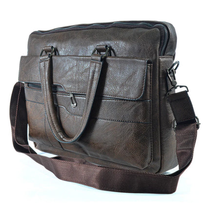 Servieta barbati, piele ecologica, Naimeed D5449, Companion, Maro inchis, 39x7x30cm
