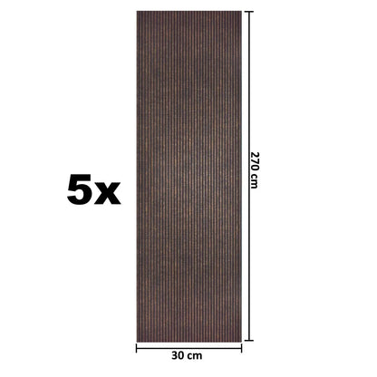 Set 5 panouri decorative, riflaj, polimer rigid, Naimeed D5460, 270x30x0.5cm, Maro