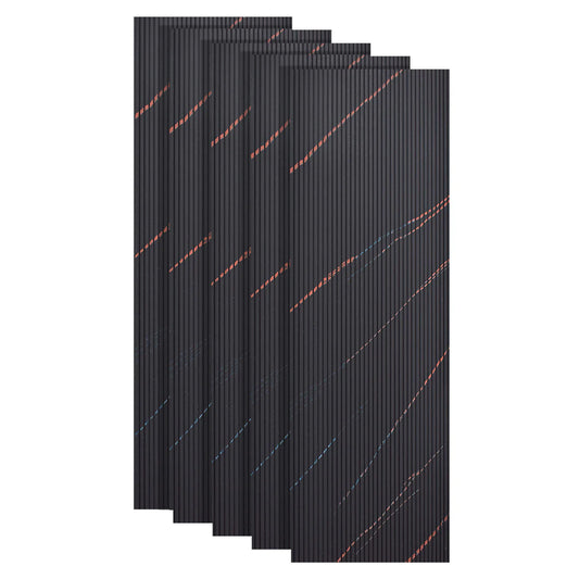 Set 5 panouri decorative, riflaj, polimer rigid, Naimeed D5464, 270x30x0.5cm, Negru