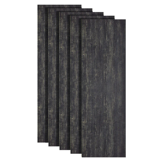 Set 5 panouri decorative, riflaj, polimer rigid, Naimeed D5468, 270x30x0.5cm, Negru