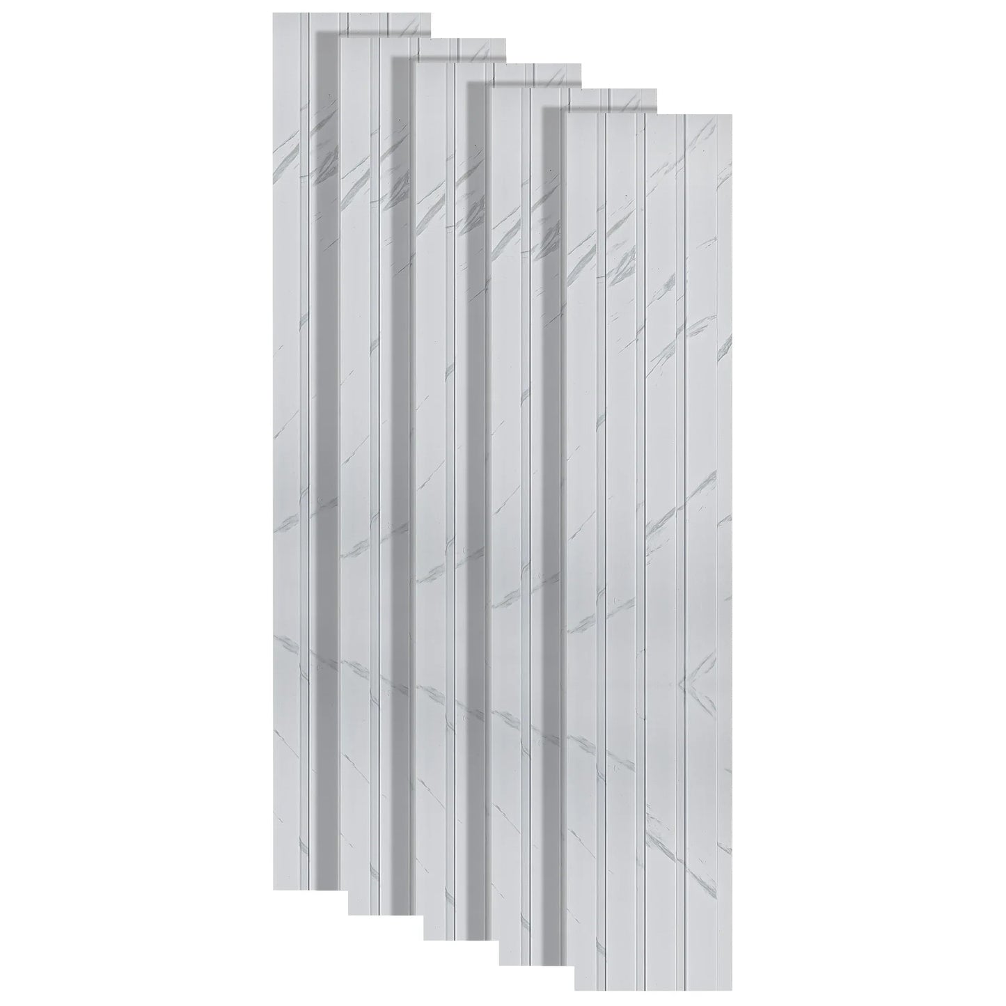 Set 5 panouri decorative, riflaj, polimer rigid, Naimeed D5471, 270x16x1cm, Alb