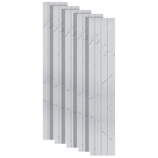 Set 5 panouri decorative, riflaj, polimer rigid, Naimeed D5471, 270x16x1cm, Alb