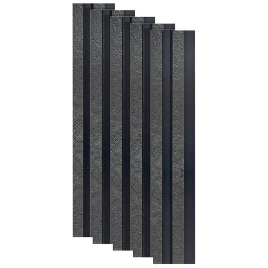 Set 5 panouri decorative, riflaj, polimer rigid, Naimeed D5478, 270x12x2cm, Negru