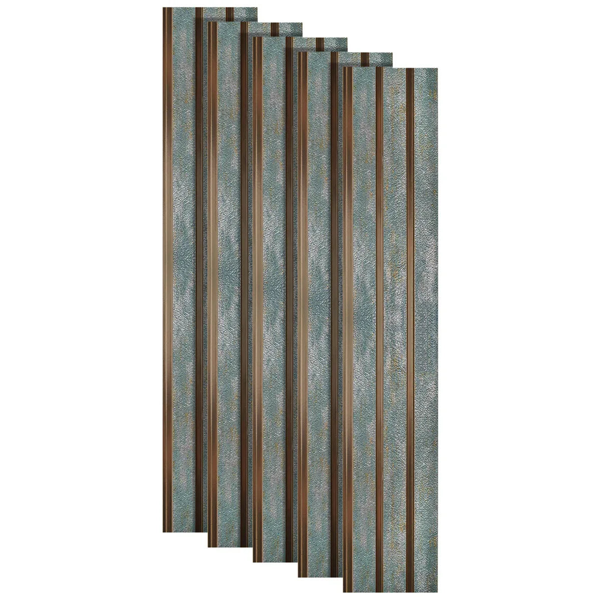Set 5 panouri decorative, riflaj, polimer rigid, Naimeed D5481, 270x12x1cm, Verde/Auriu