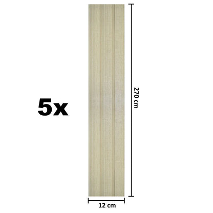 Set 5 panouri decorative, riflaj, polimer rigid, Naimeed D5482, 270x12x1cm, Crem deschis