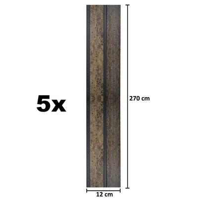 Set 5 panouri decorative, riflaj, polimer rigid, Naimeed D5484, 270x12x1cm, Maro