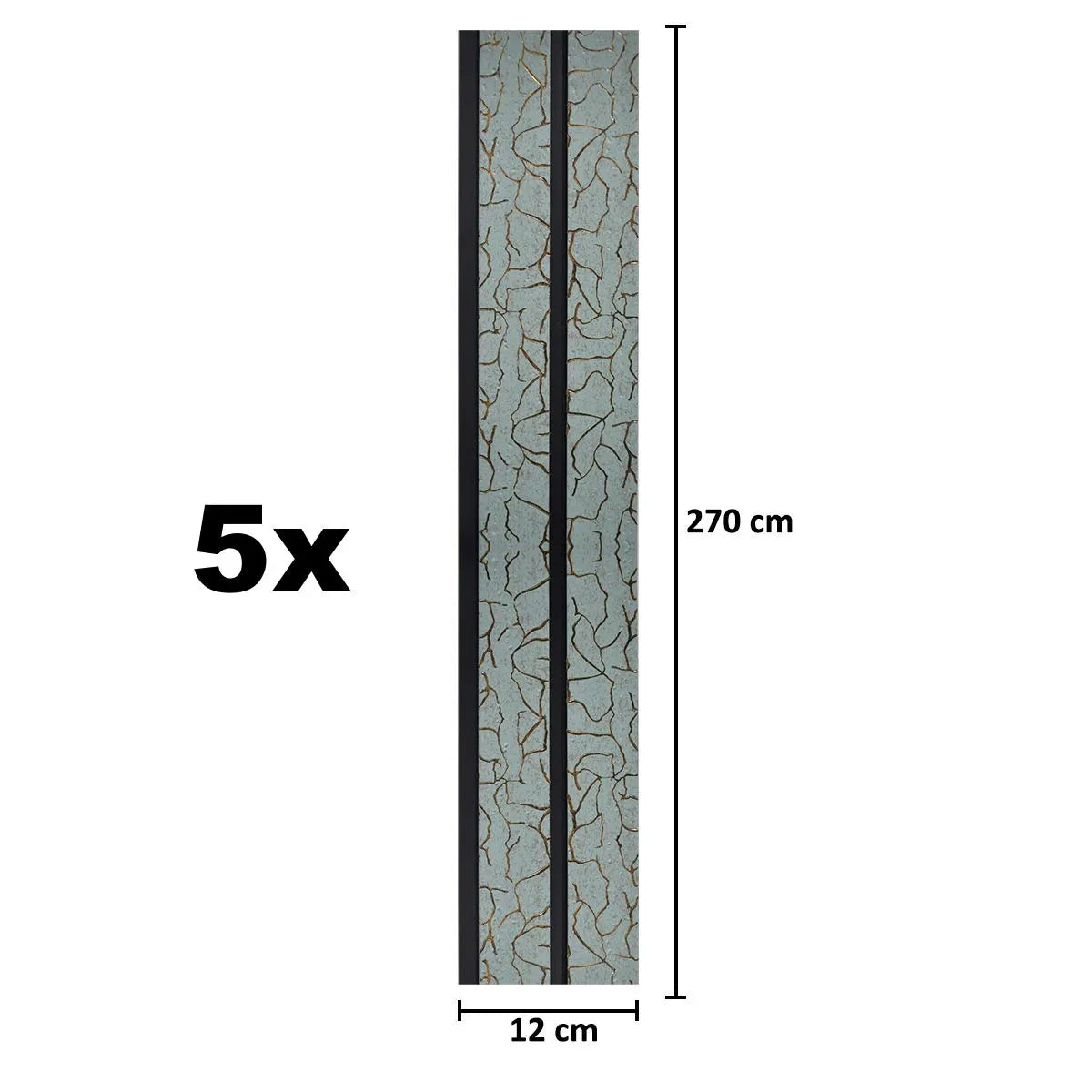 Set 5 panouri decorative, riflaj, polimer rigid, Naimeed D5488, 270x12x1cm, Turcoaz