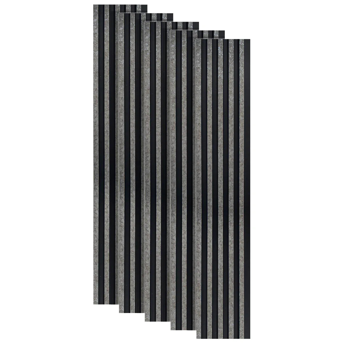 Set 5 panouri decorative, riflaj, polimer rigid, Naimeed D5494, 270x12x1cm, Negru/Gri
