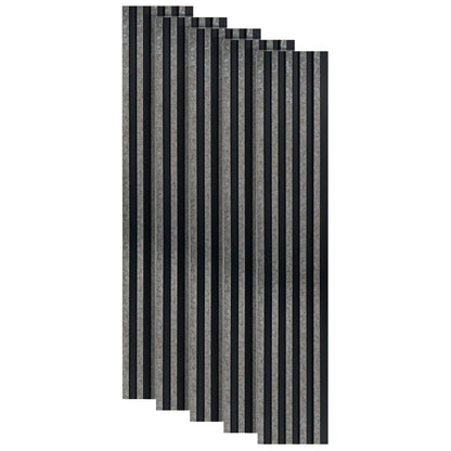 Set 5 panouri decorative, riflaj, polimer rigid, Naimeed D5494, 270x12x1cm, Negru/Gri