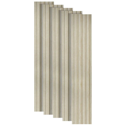Set 5 panouri decorative, riflaj, polimer rigid, Naimeed D5496, 270x12x1cm, Crem