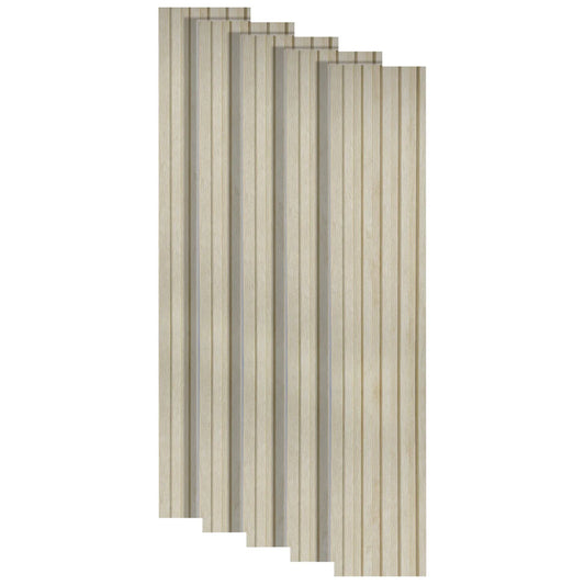 Set 5 panouri decorative, riflaj, polimer rigid, Naimeed D5496, 270x12x1cm, Crem