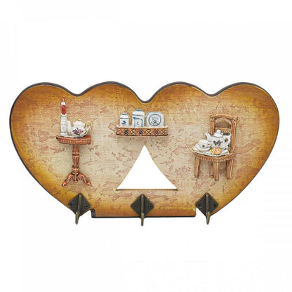 Cuier decorativ cu 3 carlige, Naimeed D55-5, 32x16.5x1 cm, Maro