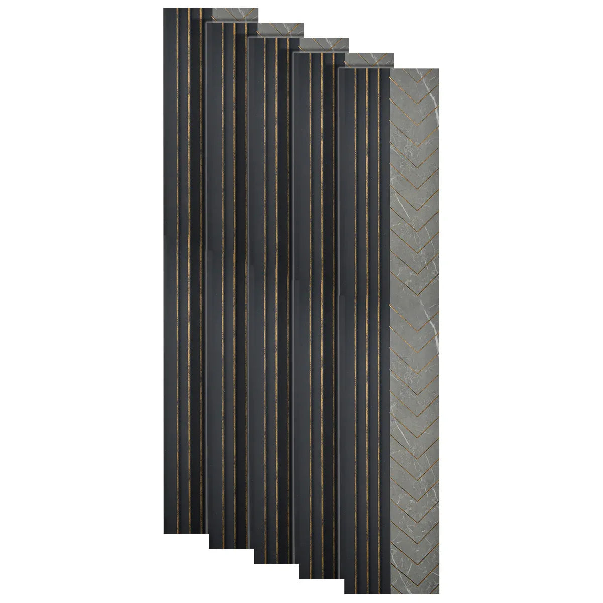 Set 5 panouri decorative, riflaj, polimer rigid, Naimeed D5503, 270x16x1cm, Gri
