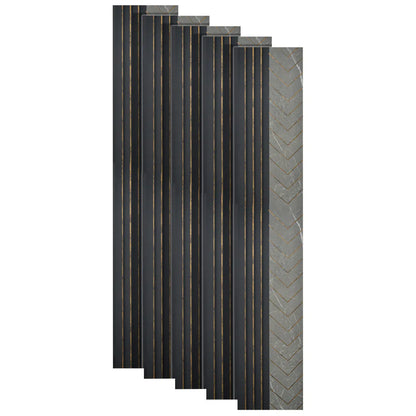 Set 5 panouri decorative, riflaj, polimer rigid, Naimeed D5503, 270x16x1cm, Gri