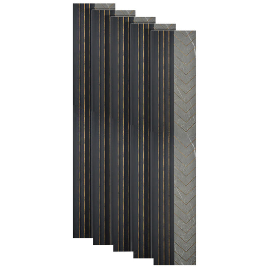 Set 5 panouri decorative, riflaj, polimer rigid, Naimeed D5503, 270x16x1cm, Gri