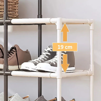 Pantofar, Naimeed D5545, raft incaltaminte, polita multifunctionala, 95 x 22 x 88 cm, alb-negru