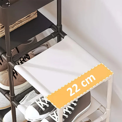 Pantofar, Naimeed D5545, raft incaltaminte, polita multifunctionala, 95 x 22 x 88 cm, alb-negru
