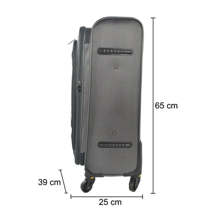 Set 3 trolere voiaj, Naimeed D5589, 4 roti duble 360 grade, material impermeabil, inchidere cifru, Gri