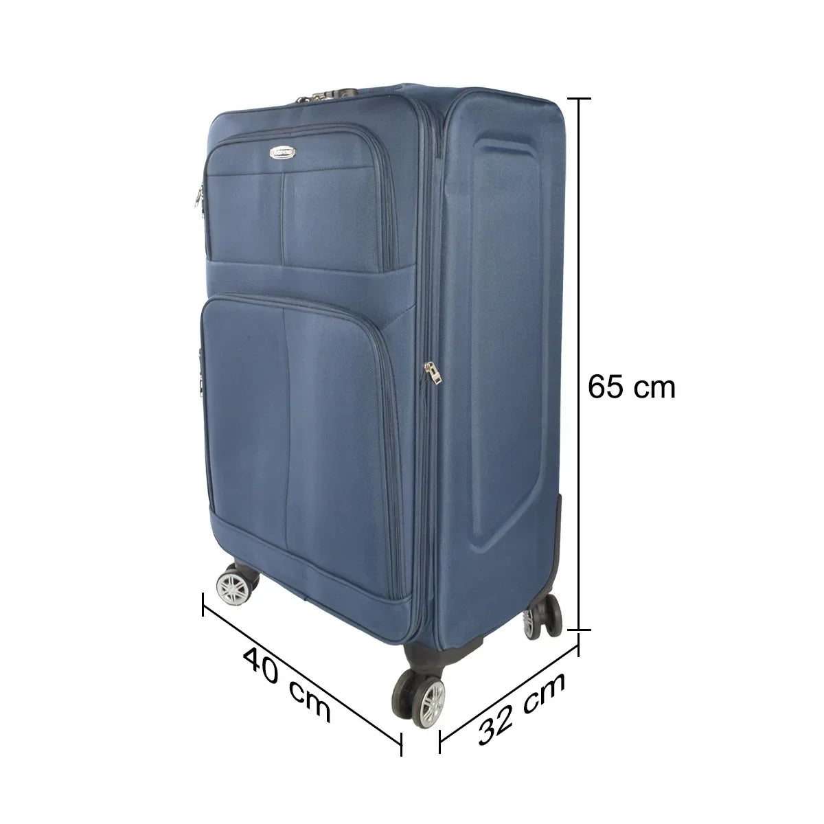 Set 3 trolere voiaj, Naimeed D5593, 4 roti duble 360 grade, material textil, inchidere cifru, Albastru