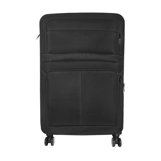 Troler voiaj, Naimeed D5595S, 4 roti duble 360 grade, material textil, inchidere cifru, Negru, 37x22x59cm