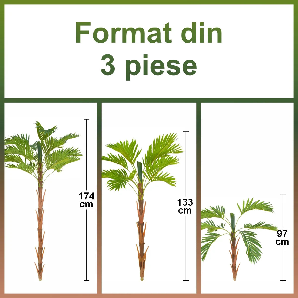 Copac artificial, Areca fara ghiveci, Naimeed D5616, 174x90 cm, Verde