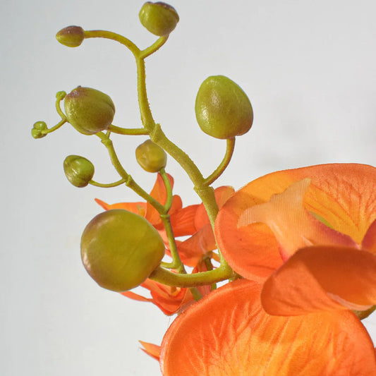 Floare artificiala, Orhidee Molie fara ghiveci, Naimeed D5621, 100x84 cm, Portocaliu