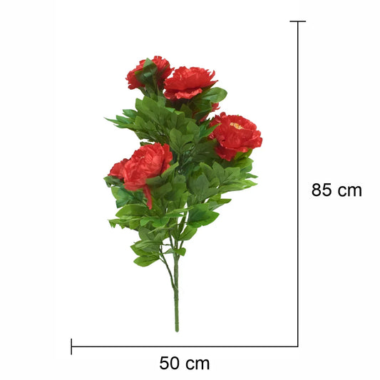 Floare artificiala, Bujor Chinezesc fara ghiveci, Naimeed D5632, 85x50 cm, Rosu