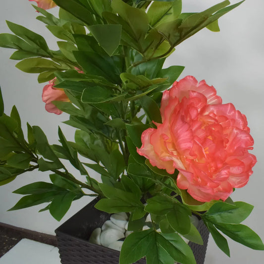 Floare artificiala, Bujor Chinezesc fara ghiveci, Naimeed D5632, 90x60 cm, Roz