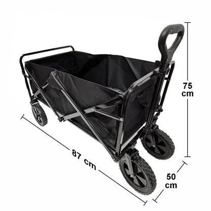 Carucior pliabil de gradina, Naimeed D5660, cadru metalic, maner extensibil, roti silentioase, 87x50x75cm, 80kg, Negru