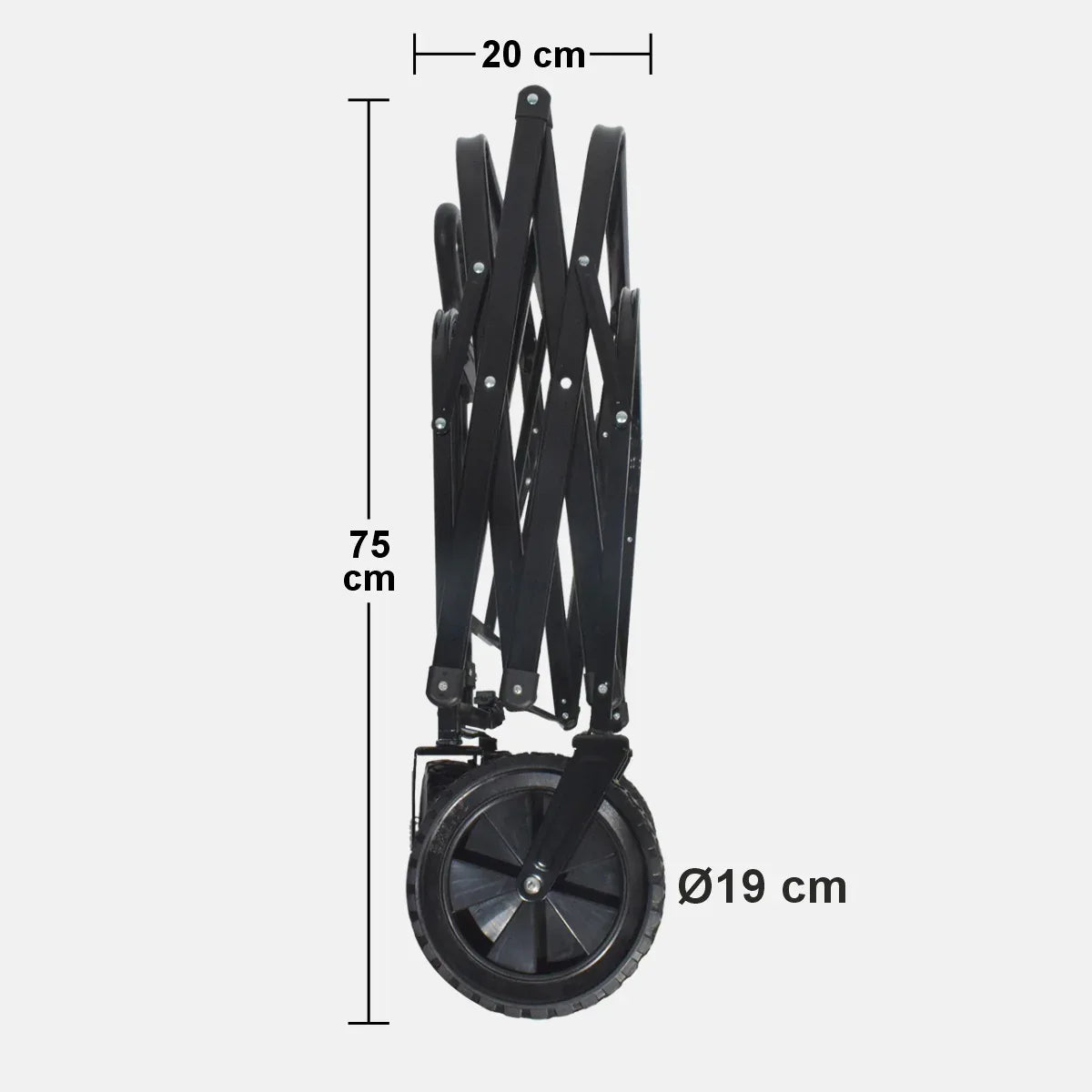 Carucior pliabil de gradina, Naimeed D5660, cadru metalic, maner extensibil, roti silentioase, 87x50x75cm, 80kg, Negru