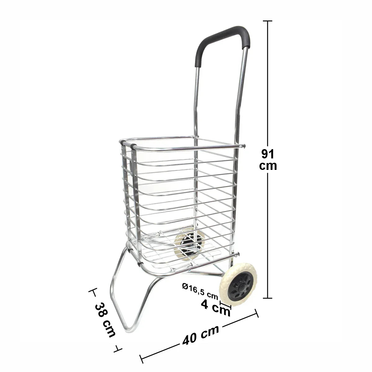 Carucior de piata pliabil, din aluminiu, Naimeed D5662, 2 roti, 30 L, 40x37,5x91 cm, 20kg, Argintiu