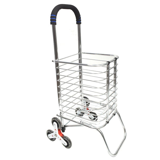 Carucior de piata pliabil, din aluminiu, Naimeed D5663, 6 roti, 30 L, 50x39x91 cm, 20kg, Argintiu