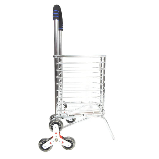 Carucior de piata pliabil, din aluminiu, Naimeed D5663, 6 roti, 30 L, 50x39x91 cm, 20kg, Argintiu