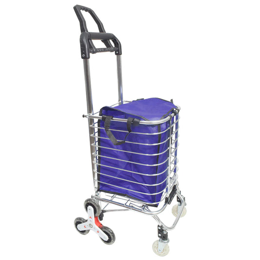 Carucior de piata pliabil, din aluminiu, Naimeed D5665, 8 roti silentioase, 30 L, 47x38x90cm, 20kg, Mov