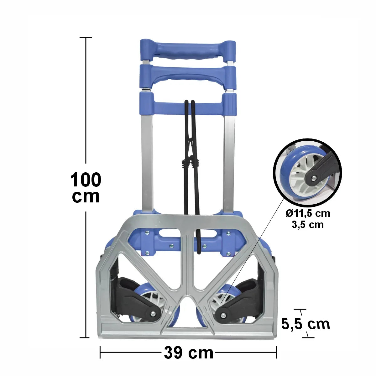 Carucior marfa cu platforma, Naimeed D5670, pliabil, inaltime reglabila, roti silentioase, 40x39x100cm, 70kg, Albastru