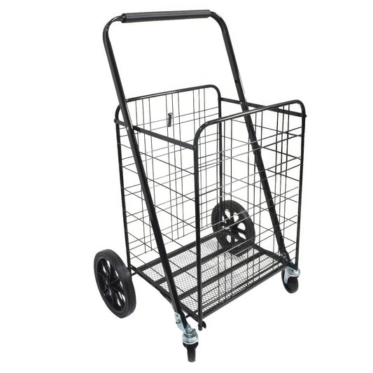 Carucior de cumparaturi pliabil, Naimeed D5677, roti silentioase, maner ergonomic, 90L, 50kg, 61x51x103cm, Negru