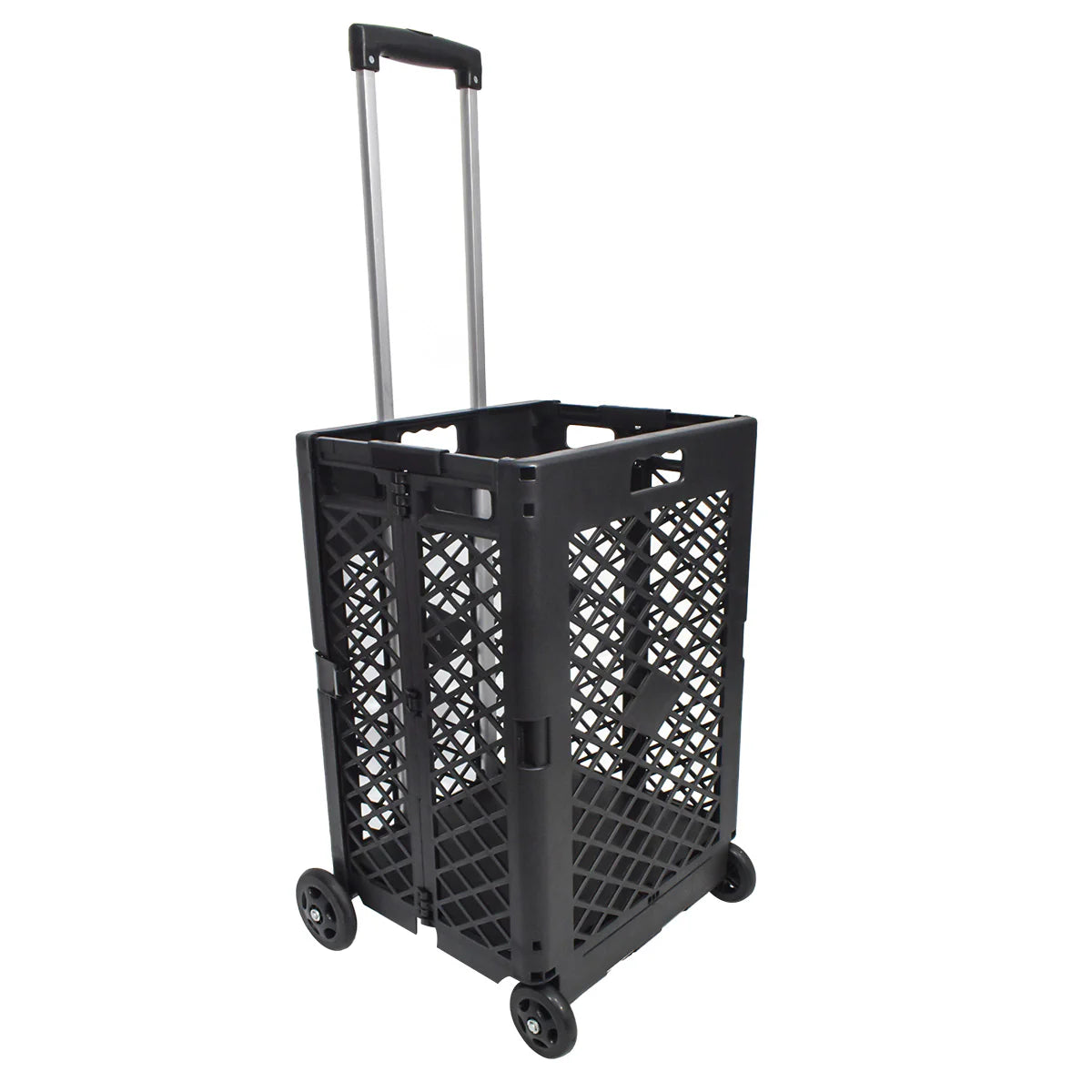 Carucior de cumparaturi pliabil, Naimeed D5678, maner extensibil, 45L, 25kg, 98x38x32cm, Negru