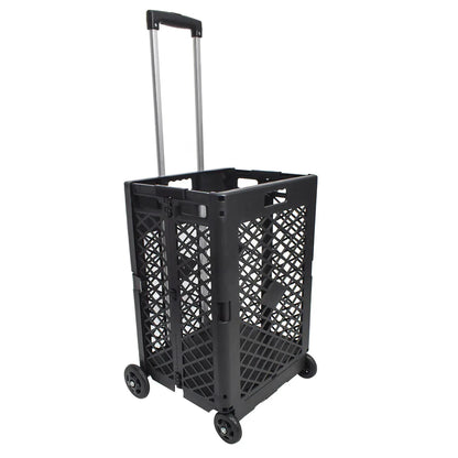 Carucior de cumparaturi pliabil, Naimeed D5678, maner extensibil, 45L, 25kg, 98x38x32cm, Negru