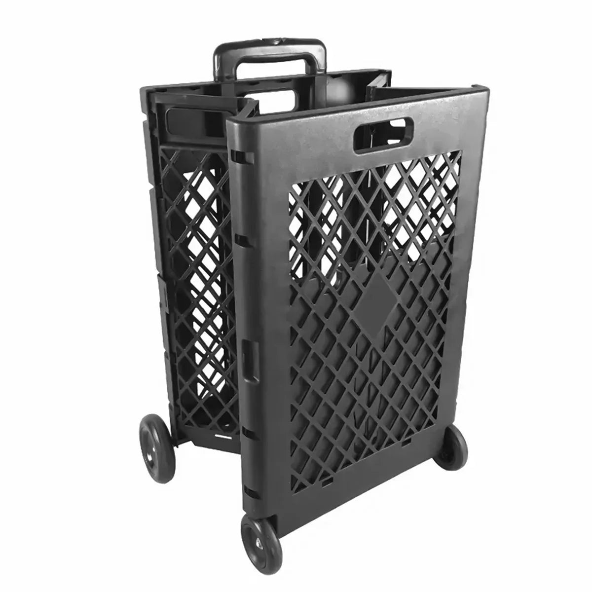 Carucior de cumparaturi pliabil, Naimeed D5678, maner extensibil, 45L, 25kg, 98x38x32cm, Negru