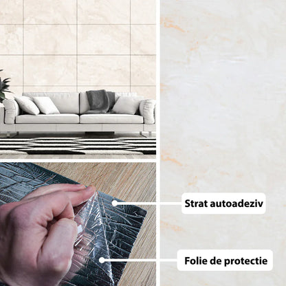 Rola panou autoadeziv, Naimeed D5680, design modern, 2mm grosime, 60x300cm, Crem