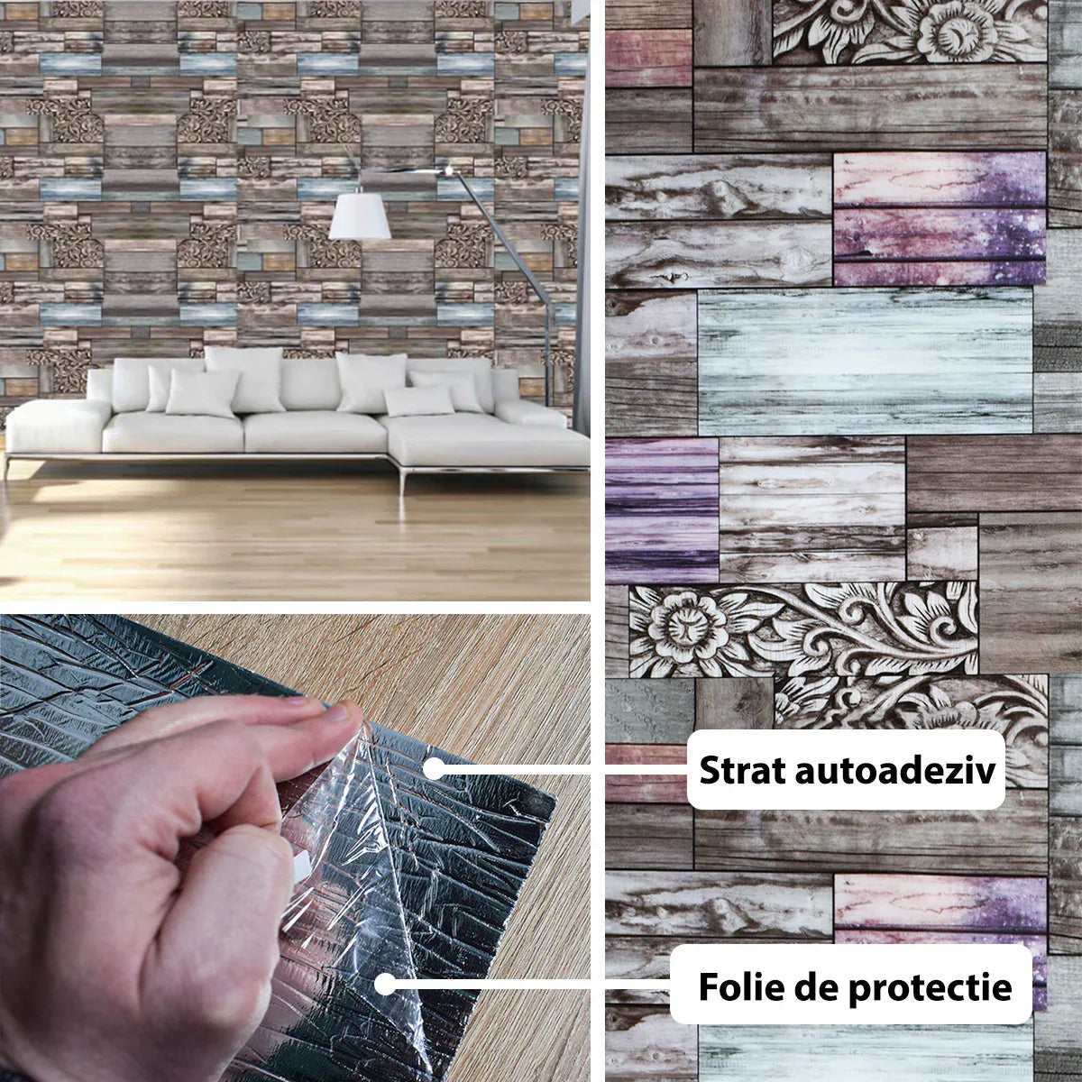 Rola panou autoadeziv, Naimeed D5685, design modern, 2mm grosime, 60x300cm, Multicolor
