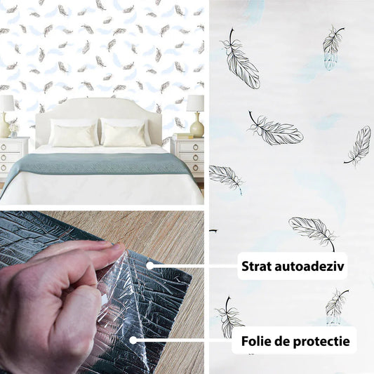 Rola panou autoadeziv, Naimeed D5686, design modern, 2mm grosime, 60x300cm, Alb